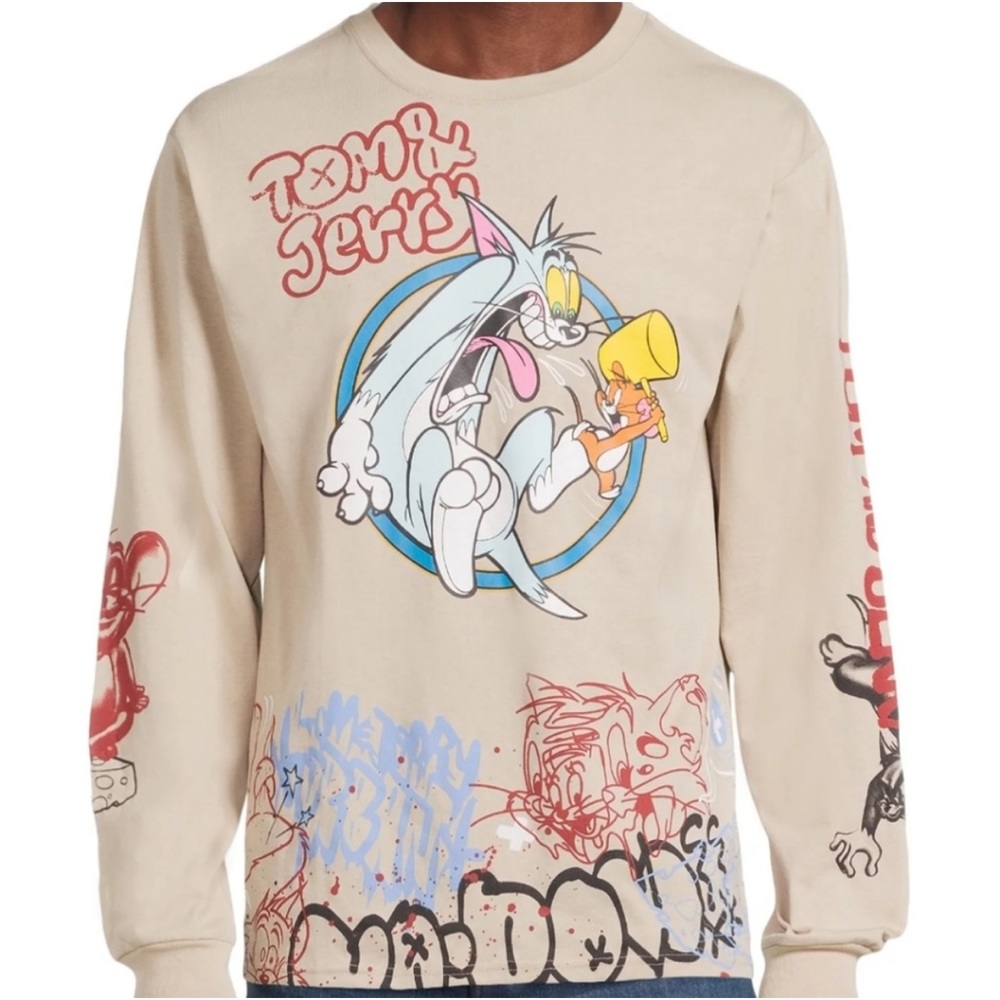Men’s graphic, long sleeve, Tom and Jerry, size Small